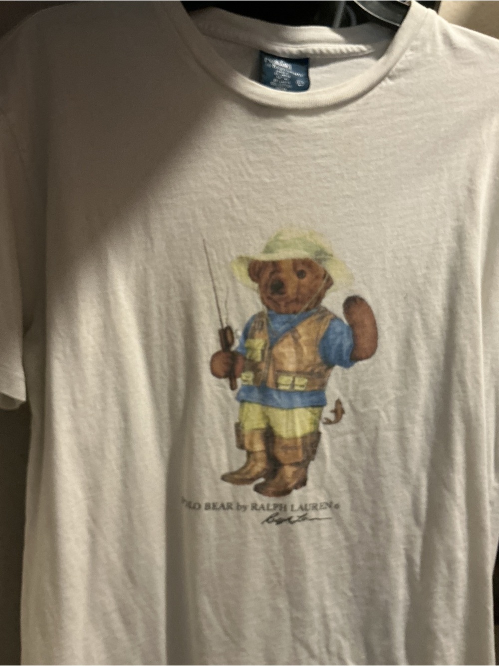 Polo by Ralph Lauren White Fisherman Bear Graphic Tee - Picture 1 of 3